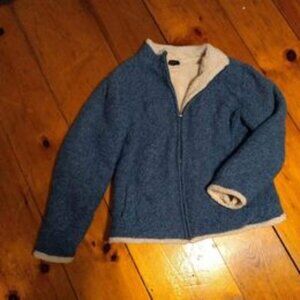 Alps Fleece Coat Jacket Teal Cream Lining Zip Front Womens Medium